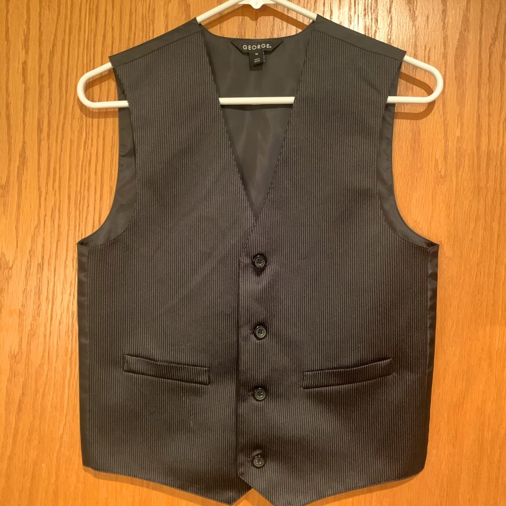 Boys Vest- black with silver pinstripe